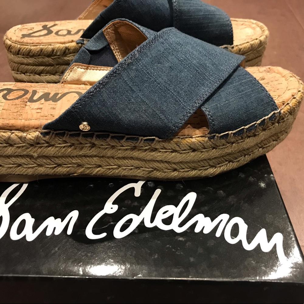 NIB Stuart Weitzman denim sandals/ slides